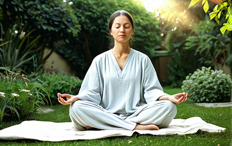 Woman in Meditative Setting**

A woman in loose, flowing cotton clothing appropriate for meditation, sitting in a peaceful garden setting, fully clothed, safe for work, perfect anatomy, natural proportions, professional photography, soft lighting, modest clothing, appropriate content, family-friendly.

**